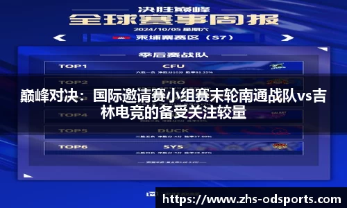 巅峰对决：国际邀请赛小组赛末轮南通战队vs吉林电竞的备受关注较量